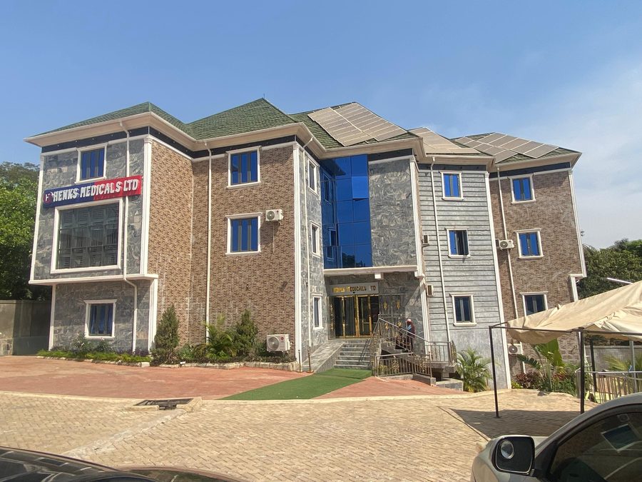 Henks Medicals Ltd building with signage in Gaduwa District, Abuja